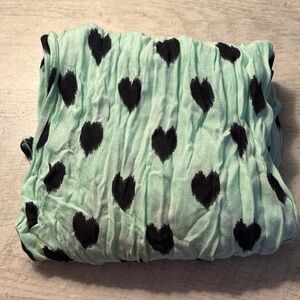 Mint Green Heart Print infinity Scarf